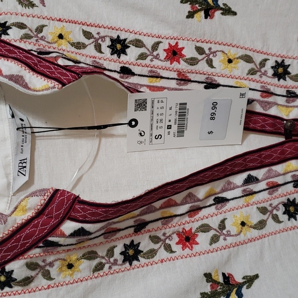 NWT Zara Women's Embroidered Kimono Cardigan Blouse Jacket Small S - Picture 6 of 9